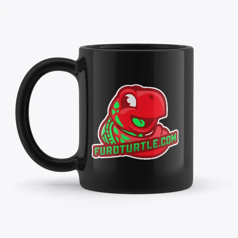 furdturtle mug black  red and green logo